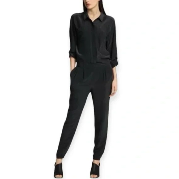 Eileen Fisher The Fisher Project Classic Elegant Crepe Silk Jumpsuit Small NWT